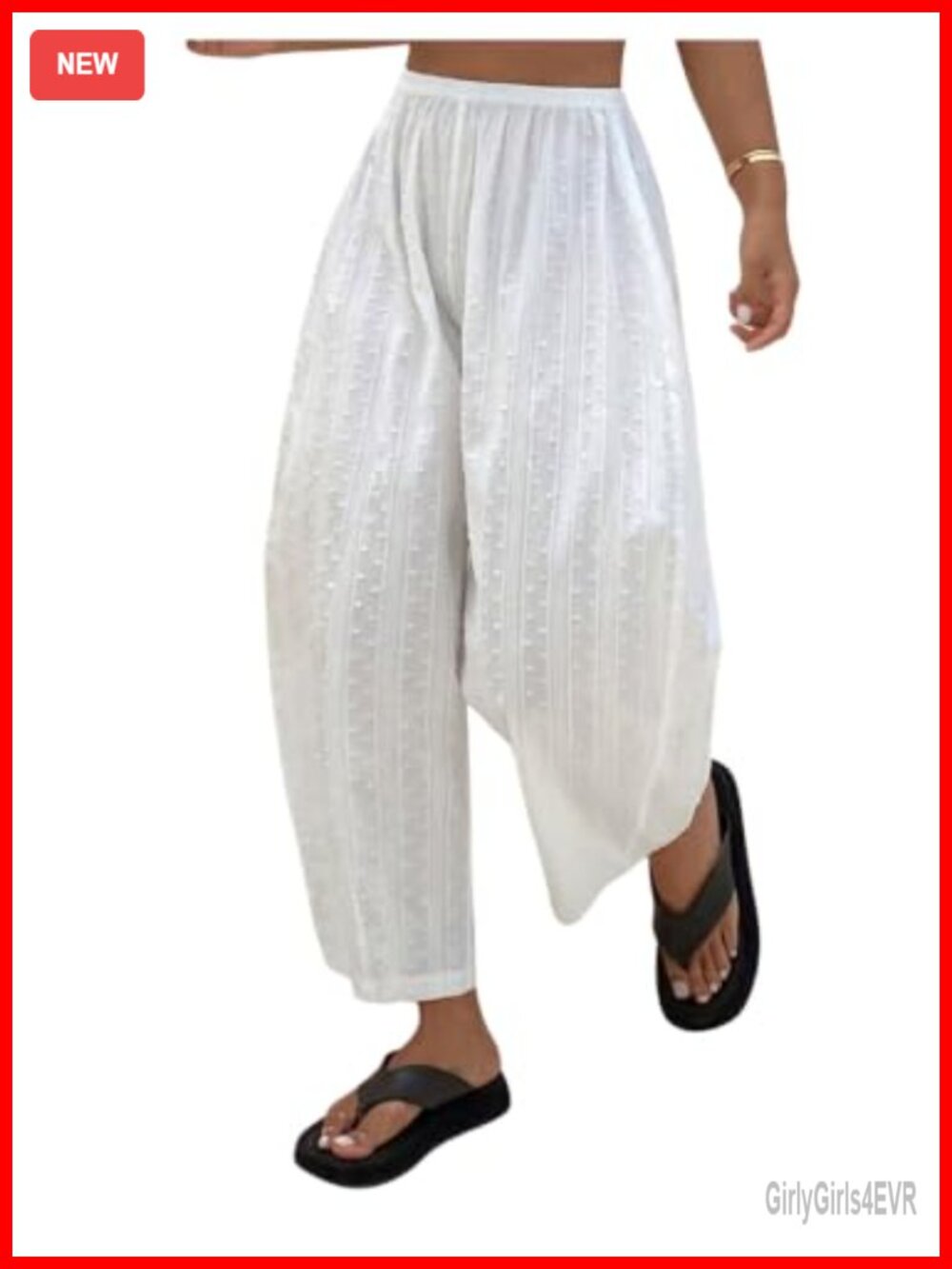 Women's Textured Barrel Pants Elastic Waist Beach Vacation